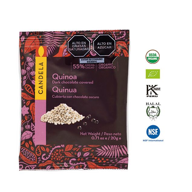 QUINUA CUBIERTA CON CHOCOLATE  55% X 20GR ORGANICO - CANDELA