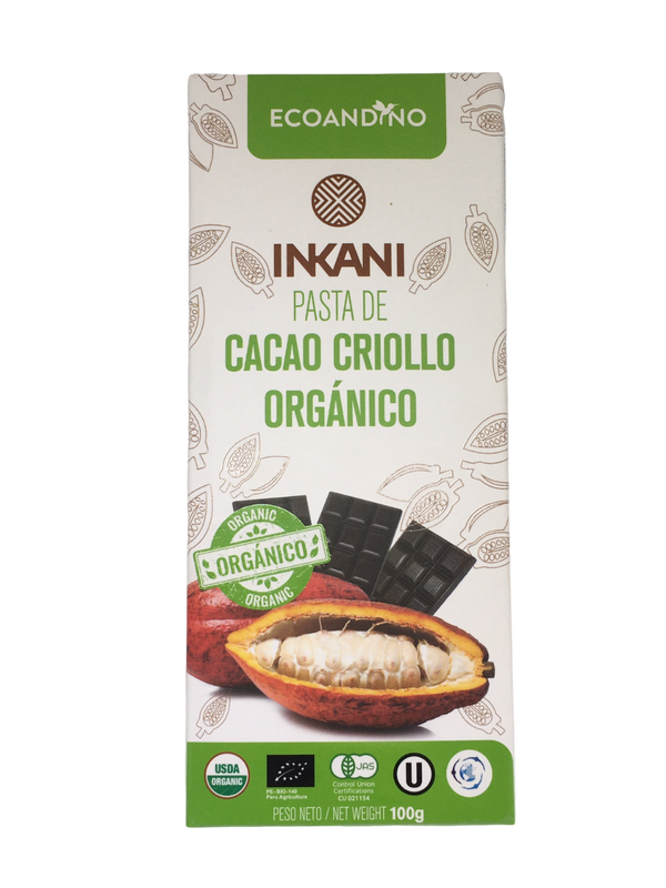 PASTA DE CACAO CRIOLLO ORGANICO INKANI X 100GR - ECOANDINO